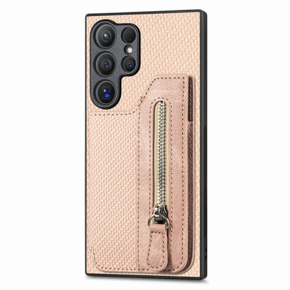 Carbon Fiber Horizontal Flip Zipper Wallet Phone Case, For Samsung Galaxy S25 Edge 5G������������...