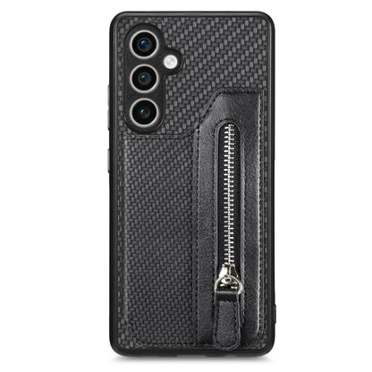 Carbon Fiber Horizontal Flip Zipper Wallet Phone Case, For Samsung Galaxy S25 Edge 5G������������...