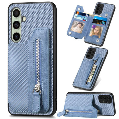 Carbon Fiber Horizontal Flip Zipper Wallet Phone Case, For Samsung Galaxy S25 Edge 5G������������...