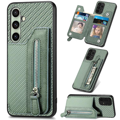 Carbon Fiber Horizontal Flip Zipper Wallet Phone Case, For Samsung Galaxy S25 Edge 5G������������...