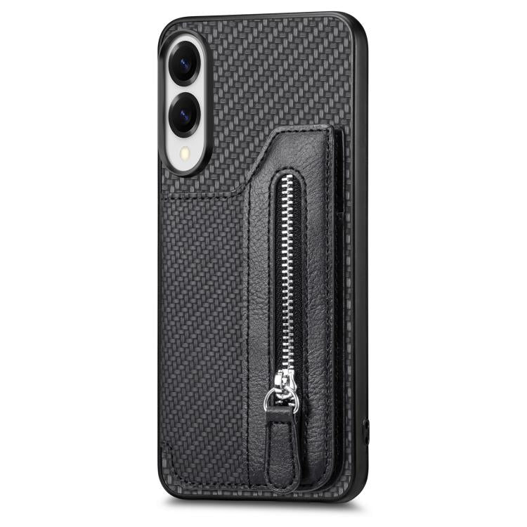 Carbon Fiber Horizontal Flip Zipper Wallet Phone Case, For Samsung Galaxy S25 Edge 5G������������...