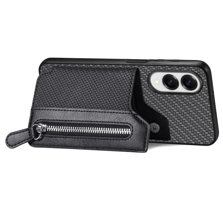 Carbon Fiber Horizontal Flip Zipper Wallet Phone Case, For Samsung Galaxy S25 Edge 5G������������...