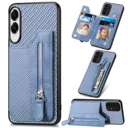 Carbon Fiber Horizontal Flip Zipper Wallet Phone Case, For Samsung Galaxy S25 Edge 5G������������...