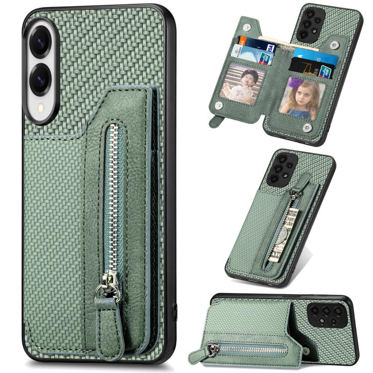 Carbon Fiber Horizontal Flip Zipper Wallet Phone Case, For Samsung Galaxy S25 Edge 5G������������...