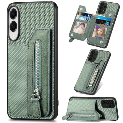 Carbon Fiber Horizontal Flip Zipper Wallet Phone Case, For Samsung Galaxy S25 Edge 5G������������...