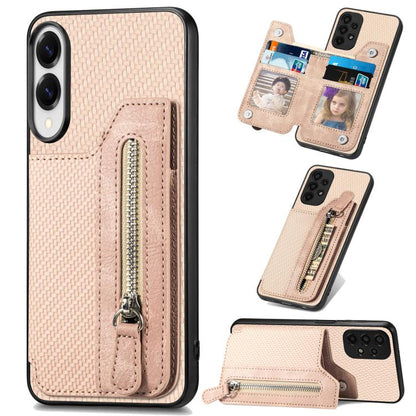 Carbon Fiber Horizontal Flip Zipper Wallet Phone Case, For Samsung Galaxy S25 Edge 5G������������...