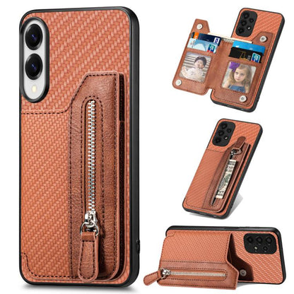 Carbon Fiber Horizontal Flip Zipper Wallet Phone Case, For Samsung Galaxy S25 Edge 5G������������...