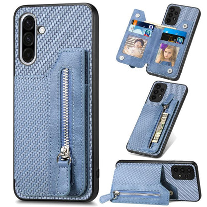 Carbon Fiber Horizontal Flip Zipper Wallet Phone Case, For Samsung Galaxy S25 Edge 5G������������...