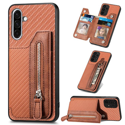Carbon Fiber Horizontal Flip Zipper Wallet Phone Case, For Samsung Galaxy S25 Edge 5G������������...