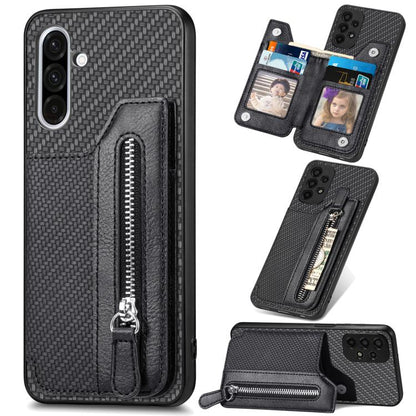 Carbon Fiber Horizontal Flip Zipper Wallet Phone Case, For Samsung Galaxy S25 Edge 5G������������...