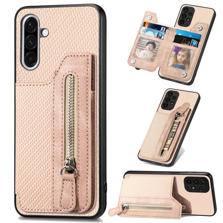 Carbon Fiber Horizontal Flip Zipper Wallet Phone Case, For Samsung Galaxy S25 Edge 5G������������...