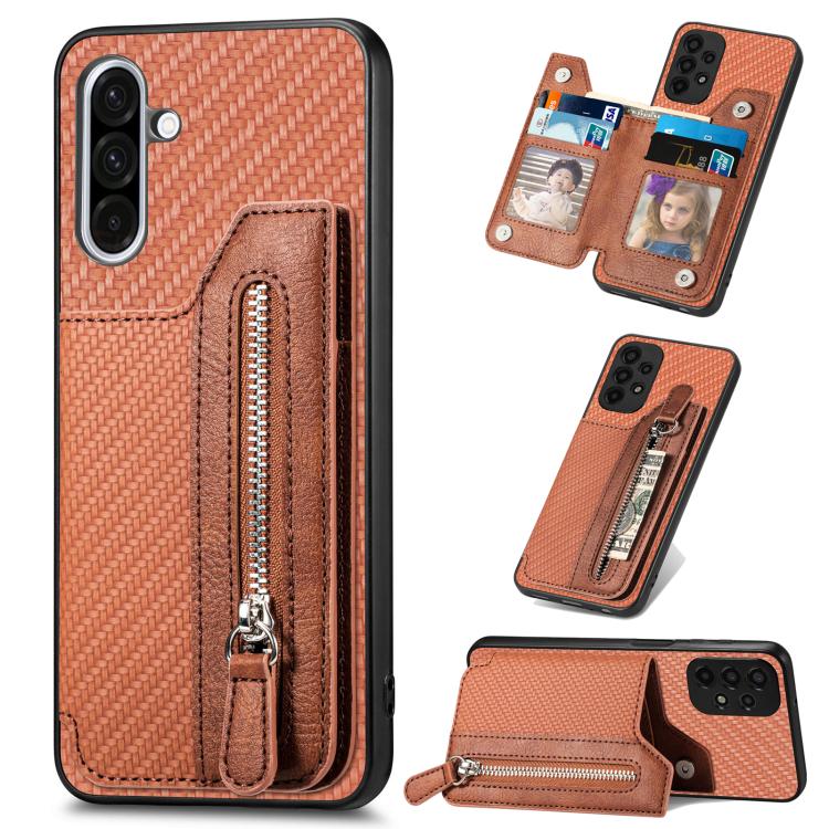 Carbon Fiber Horizontal Flip Zipper Wallet Phone Case, For Samsung Galaxy S25 Edge 5G������������...