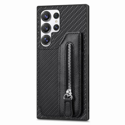 Carbon Fiber Horizontal Flip Zipper Wallet Phone Case, For Samsung Galaxy S25 Edge 5G������������...