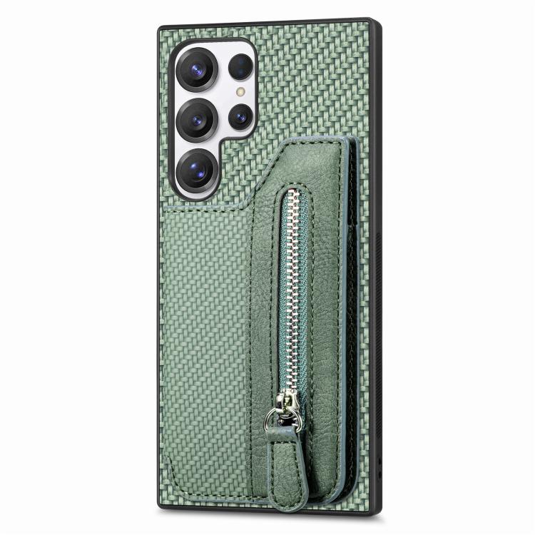 Carbon Fiber Horizontal Flip Zipper Wallet Phone Case, For Samsung Galaxy S25 Edge 5G������������...