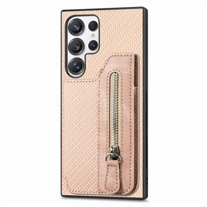 Carbon Fiber Horizontal Flip Zipper Wallet Phone Case, For Samsung Galaxy S25 Edge 5G������������...