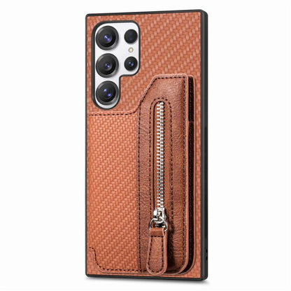Carbon Fiber Horizontal Flip Zipper Wallet Phone Case, For Samsung Galaxy S25 Edge 5G������������...