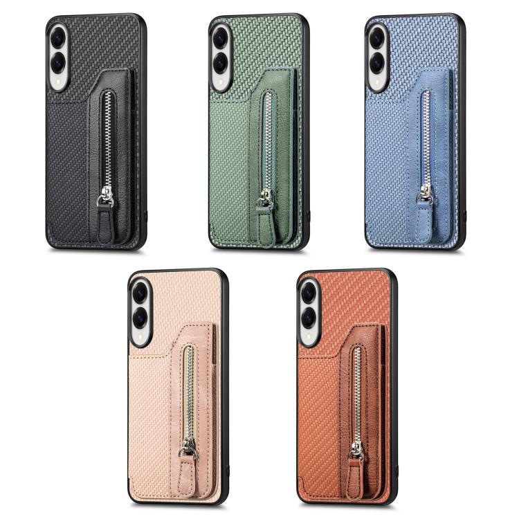 Carbon Fiber Horizontal Flip Zipper Wallet Phone Case, For Samsung Galaxy S25 Edge 5G������������...