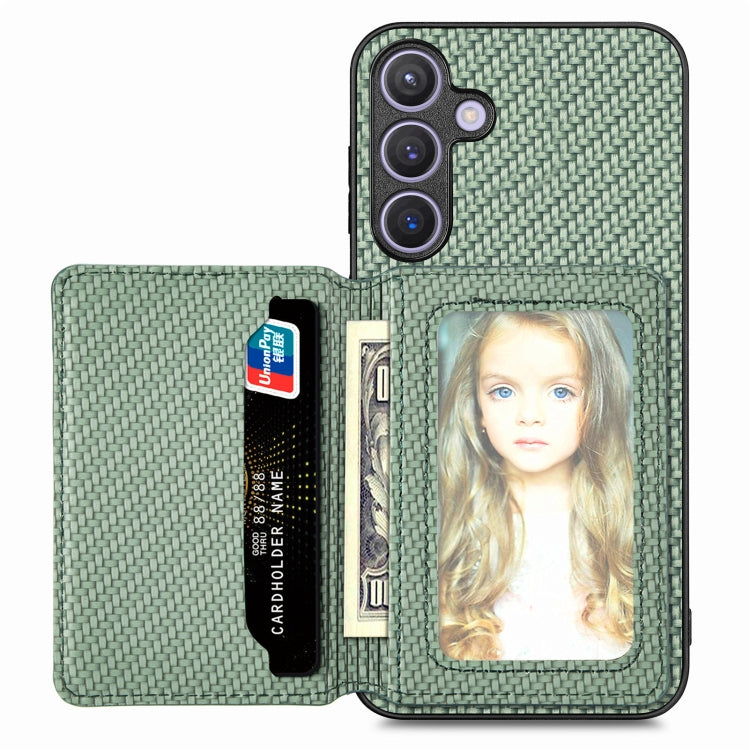 Carbon Fiber Magnetic Card Wallet RFID Blocking Phone Case, For Samsung Galaxy S25 Edge 5G�������...