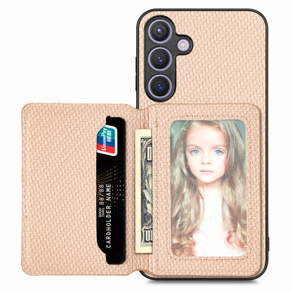 Carbon Fiber Magnetic Card Wallet RFID Blocking Phone Case, For Samsung Galaxy S25 Edge 5G�������...