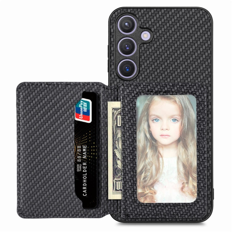 Carbon Fiber Magnetic Card Wallet RFID Blocking Phone Case, For Samsung Galaxy S25 Edge 5G�������...