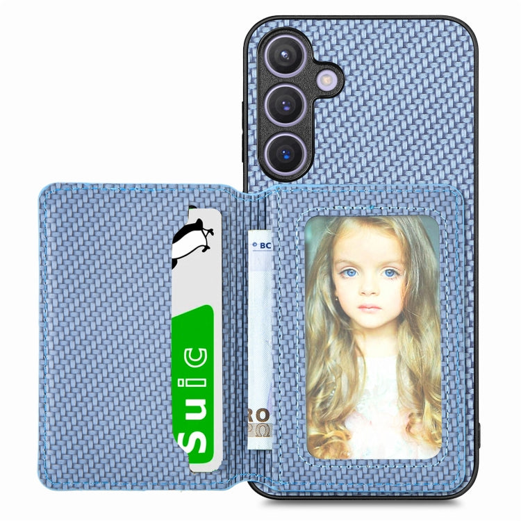 Carbon Fiber Magnetic Card Wallet RFID Blocking Phone Case, For Samsung Galaxy S25 Edge 5G�������...