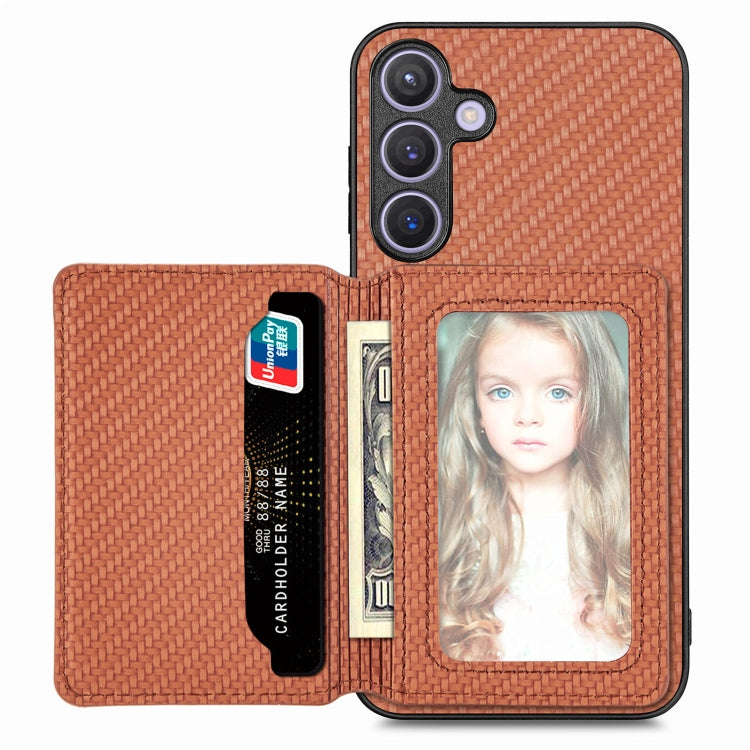 Carbon Fiber Magnetic Card Wallet RFID Blocking Phone Case, For Samsung Galaxy S25 Edge 5G�������...