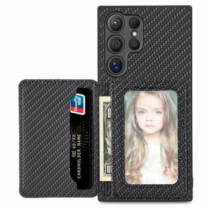 Carbon Fiber Magnetic Card Wallet RFID Blocking Phone Case, For Samsung Galaxy S25 Edge 5G�������...