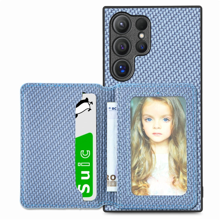 Carbon Fiber Magnetic Card Wallet RFID Blocking Phone Case, For Samsung Galaxy S25 Edge 5G�������...