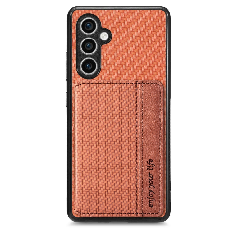 Carbon Fiber Magnetic Card Wallet RFID Blocking Phone Case, For Samsung Galaxy S25 Edge 5G�������...