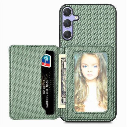 Carbon Fiber Magnetic Card Wallet RFID Blocking Phone Case, For Samsung Galaxy S25 Edge 5G�������...