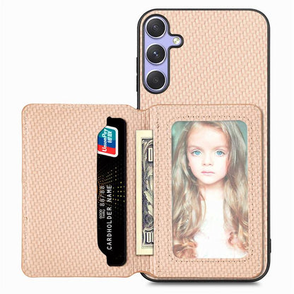 Carbon Fiber Magnetic Card Wallet RFID Blocking Phone Case, For Samsung Galaxy S25 Edge 5G�������...