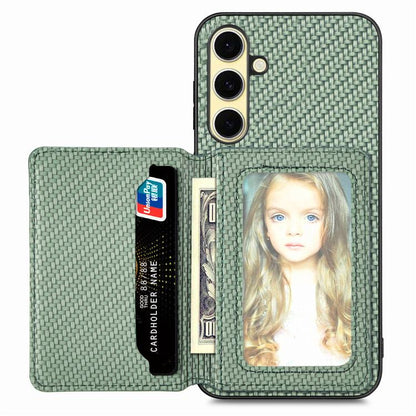 Carbon Fiber Magnetic Card Wallet RFID Blocking Phone Case, For Samsung Galaxy S25 Edge 5G�������...