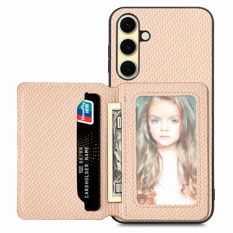 Carbon Fiber Magnetic Card Wallet RFID Blocking Phone Case, For Samsung Galaxy S25 Edge 5G�������...