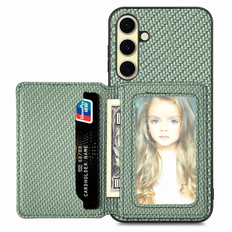 Carbon Fiber Magnetic Card Wallet RFID Blocking Phone Case, For Samsung Galaxy S25 Edge 5G�������...