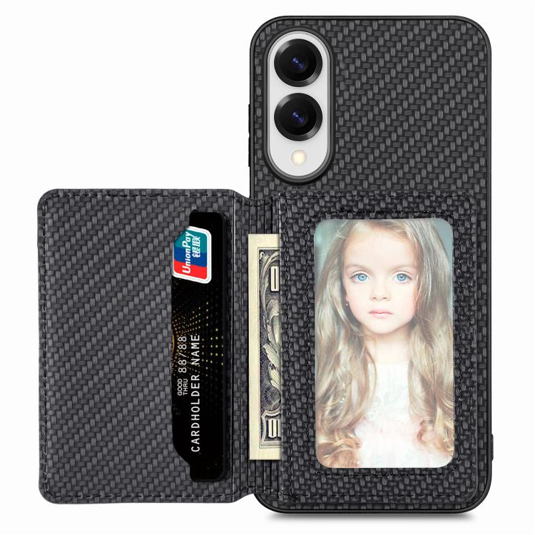 Carbon Fiber Magnetic Card Wallet RFID Blocking Phone Case, For Samsung Galaxy S25 Edge 5G�������...