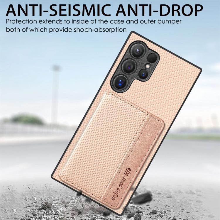 Carbon Fiber Magnetic Card Wallet RFID Blocking Phone Case, For Samsung Galaxy S25 Edge 5G�������...