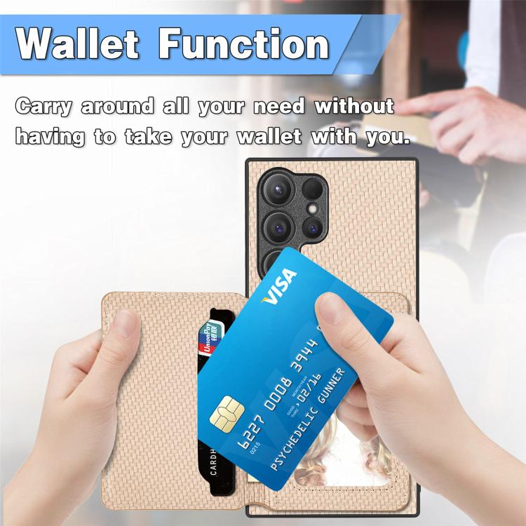 Carbon Fiber Magnetic Card Wallet RFID Blocking Phone Case, For Samsung Galaxy S25 Edge 5G�������...
