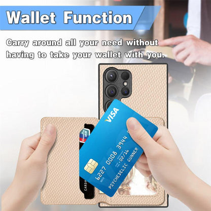 Carbon Fiber Magnetic Card Wallet RFID Blocking Phone Case, For Samsung Galaxy S25 Edge 5G�������...
