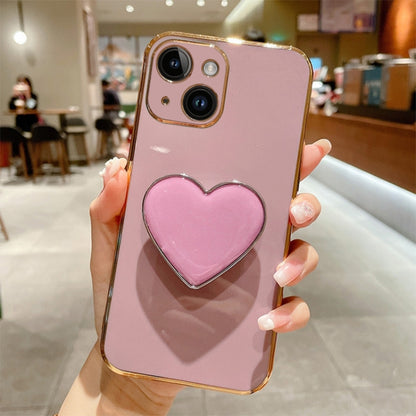 Electroplating Love Heart Holder TPU Phone Case, For iPhone 16 Pro Max, For iPhone 16 Pro��������...