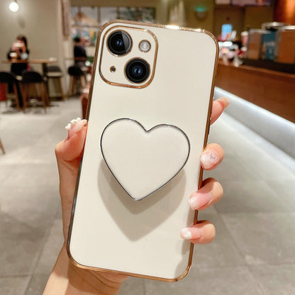 Electroplating Love Heart Holder TPU Phone Case, For iPhone 16 Pro Max, For iPhone 16 Pro��������...