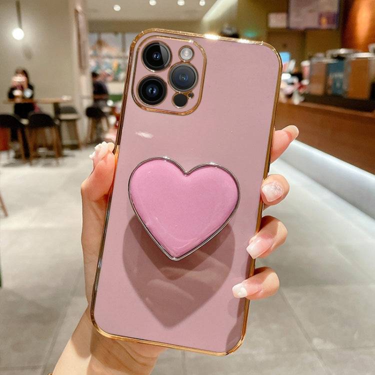 Electroplating Love Heart Holder TPU Phone Case, For iPhone 16 Pro Max, For iPhone 16 Pro��������...