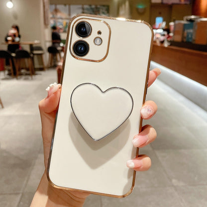 Electroplating Love Heart Holder TPU Phone Case, For iPhone 12, For iPhone 12 Pro Max������������...