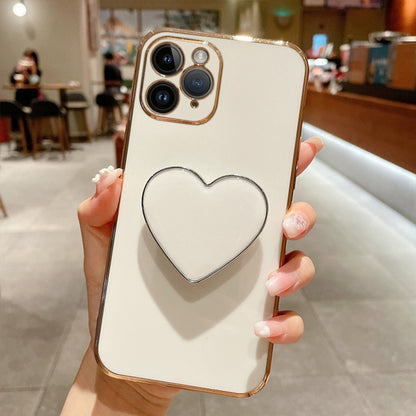 Electroplating Love Heart Holder TPU Phone Case, For iPhone 12, For iPhone 12 Pro Max������������...
