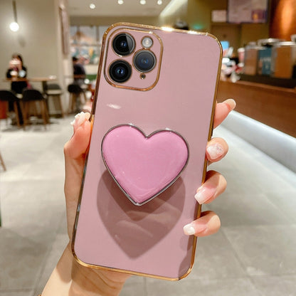 Electroplating Love Heart Holder TPU Phone Case, For iPhone 12, For iPhone 12 Pro Max������������...