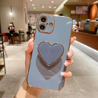 Electroplating Love Heart Holder TPU Phone Case, For iPhone 16 Pro Max, For iPhone 16 Pro��������...