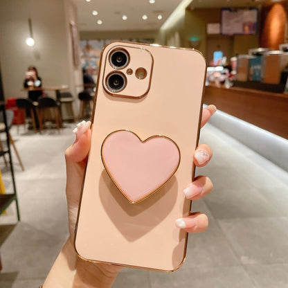 Electroplating Love Heart Holder TPU Phone Case, For iPhone 16 Pro Max, For iPhone 16 Pro��������...