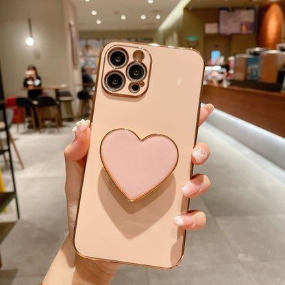 Electroplating Love Heart Holder TPU Phone Case, For iPhone 16 Pro Max, For iPhone 16 Pro��������...