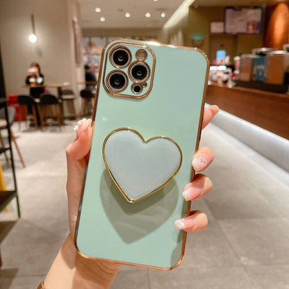 Electroplating Love Heart Holder TPU Phone Case, For iPhone 16 Pro Max, For iPhone 16 Pro��������...
