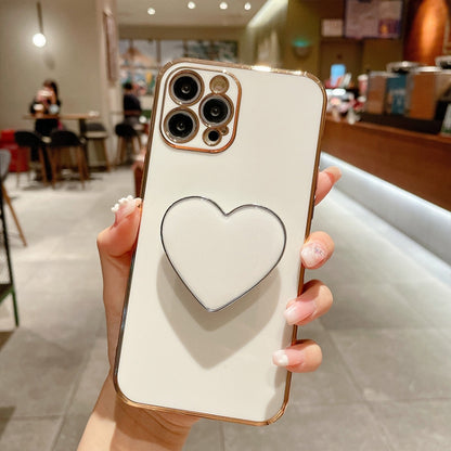Electroplating Love Heart Holder TPU Phone Case, For iPhone 16 Pro Max, For iPhone 16 Pro��������...