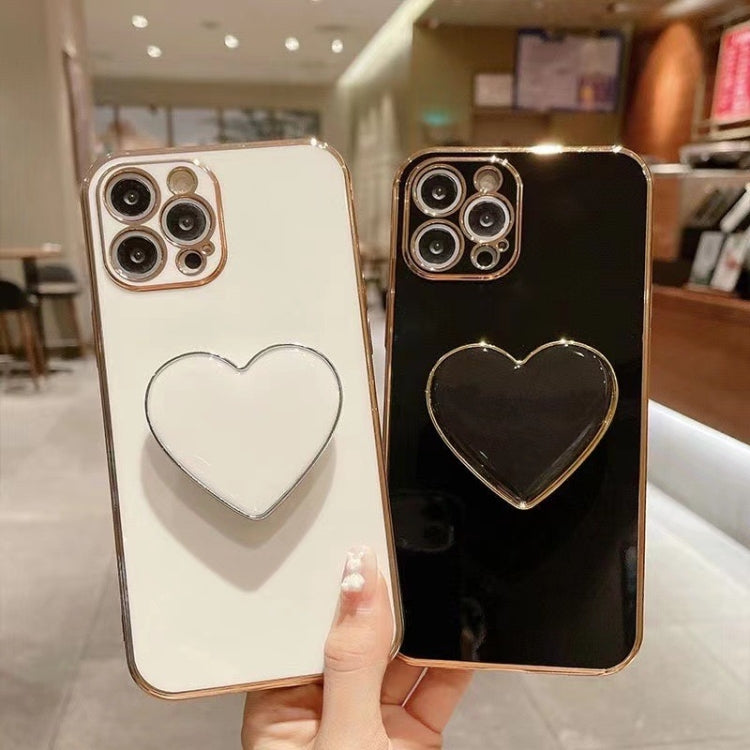 Electroplating Love Heart Holder TPU Phone Case, For iPhone 12, For iPhone 12 Pro Max������������...